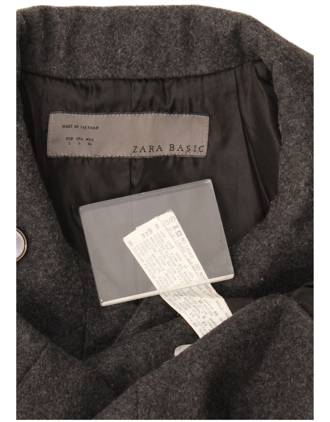 Zara Γυναικείο παλτό UK 16 Large Grey Wool
