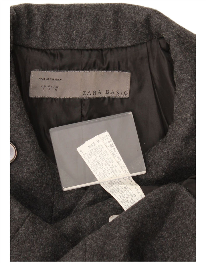 Zara Γυναικείο παλτό UK 16 Large Grey Wool