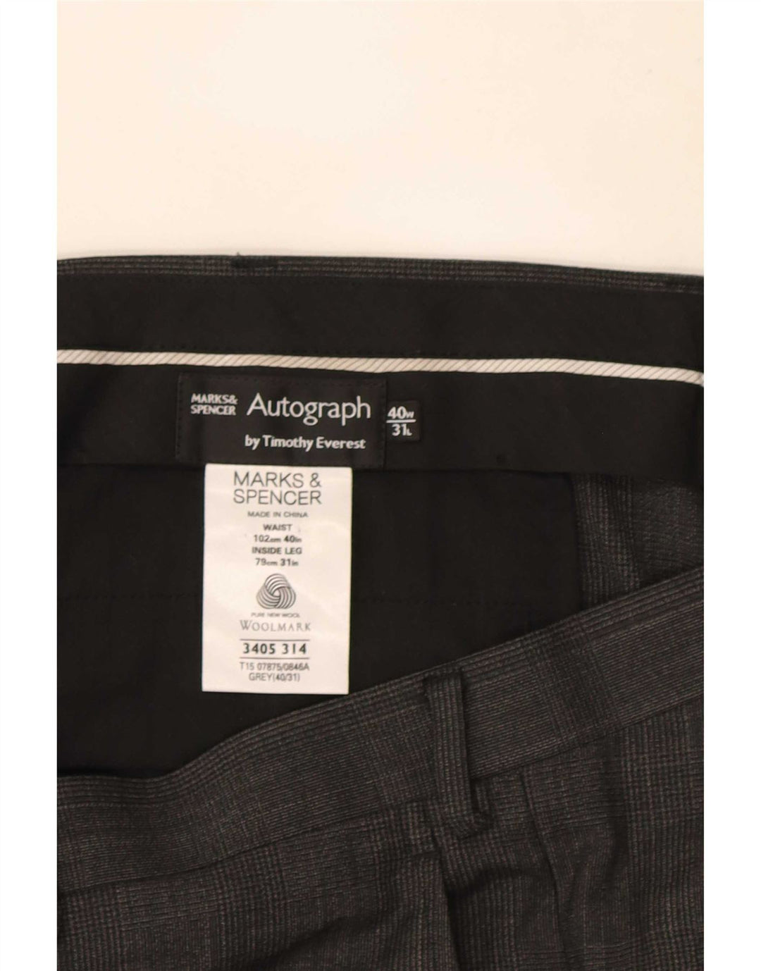 Marks & Spencer Ανδρικό αυτόγραφο ίσιο παντελόνι W40 L31 Grey Check