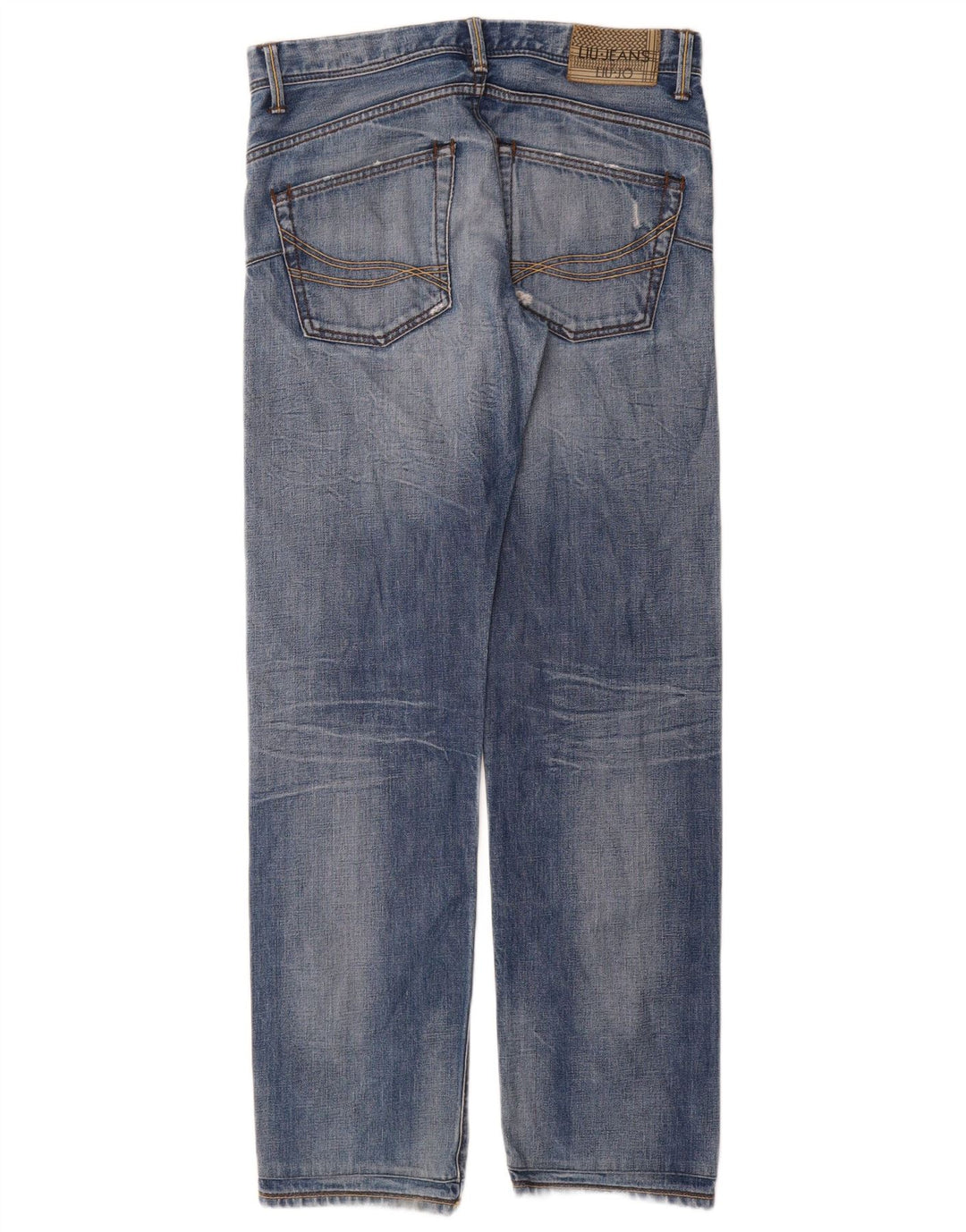 Liu Jo Mens Distressed Straight Jeans W32 L34 Μπλε βαμβακερό