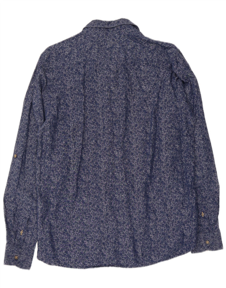 TED BAKER Ανδρικό πουκάμισο Νούμερο 4 Μεγάλο Μπλε Navy Floral Βαμβακερό