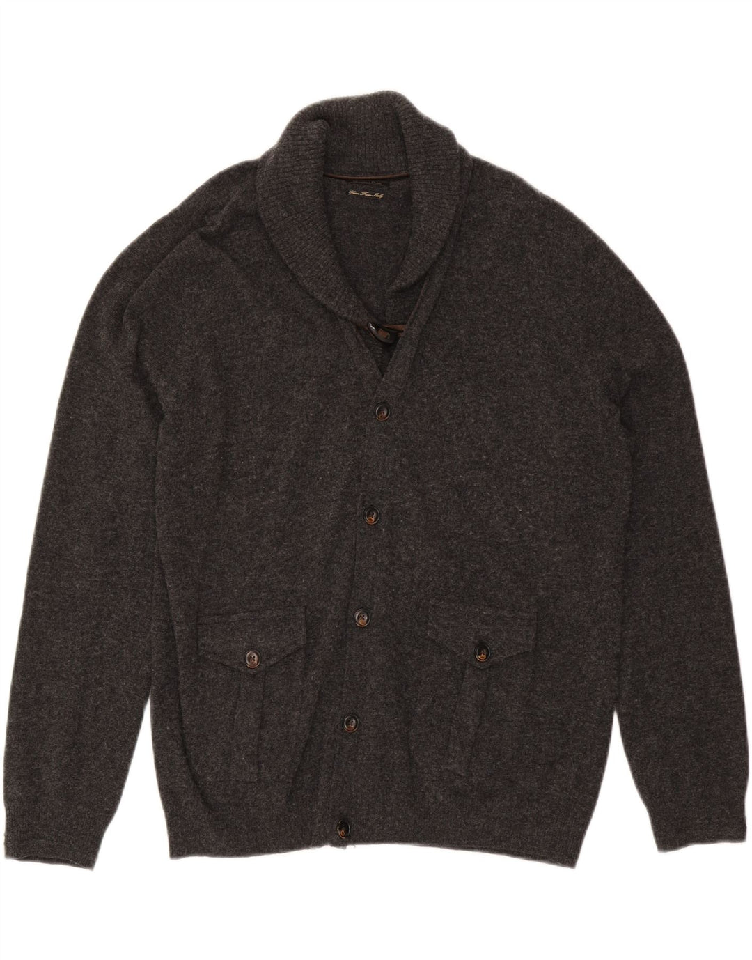 MASSIMO DUTTI Mens Cardigan Sweater Large Grey