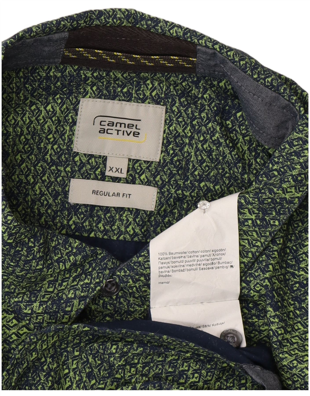 Camel Active Ανδρικό πουκάμισο κανονικής εφαρμογής 2XL πράσινο γεωμετρικό βαμβακερό