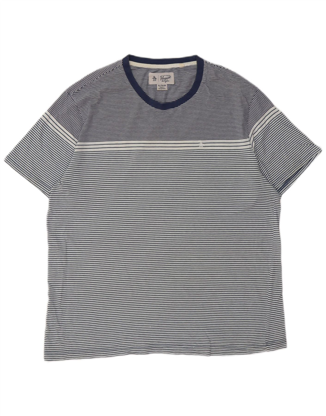 Ανδρικό T-Shirt PENGUIN Top XL Navy Blue ριγέ βαμβακερό