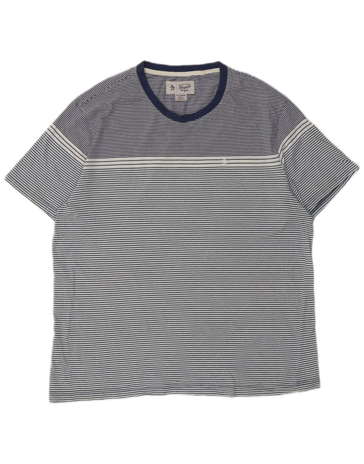 Ανδρικό T-Shirt PENGUIN Top XL Navy Blue ριγέ βαμβακερό
