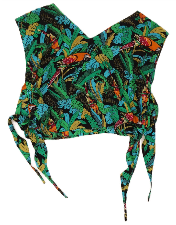 Vintage Γυναικείο Σετ Φούστας 2 τεμαχίων Μεσαίο W26 Πράσινο Floral Χαβάης