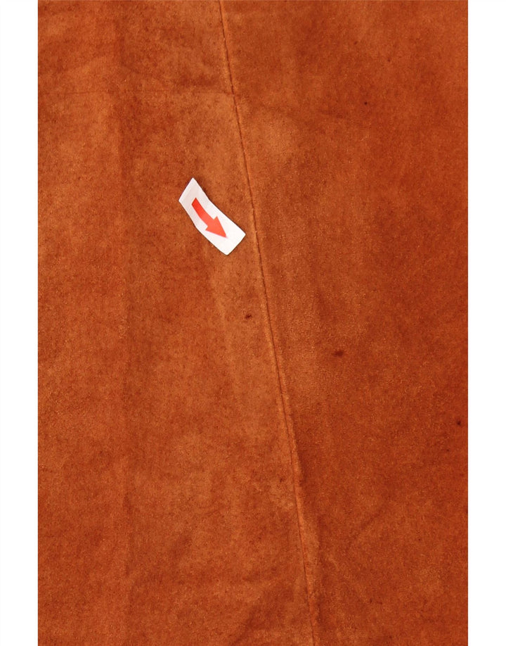 VINTAGE Γυναικείο Suede Gilet UK 24 4XL Καφέ Δερμάτινο