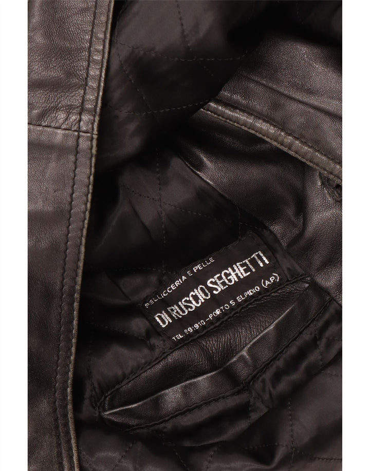 VINTAGE Ανδρικό Δερμάτινο Μπουφάν UK 40 Large Μαύρο Δερμάτινο