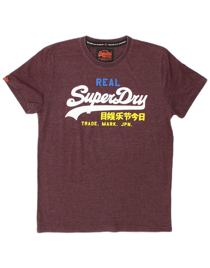 Ανδρικό γραφικό μπλουζάκι Superdry Top XL μπορντό πολυεστέρας