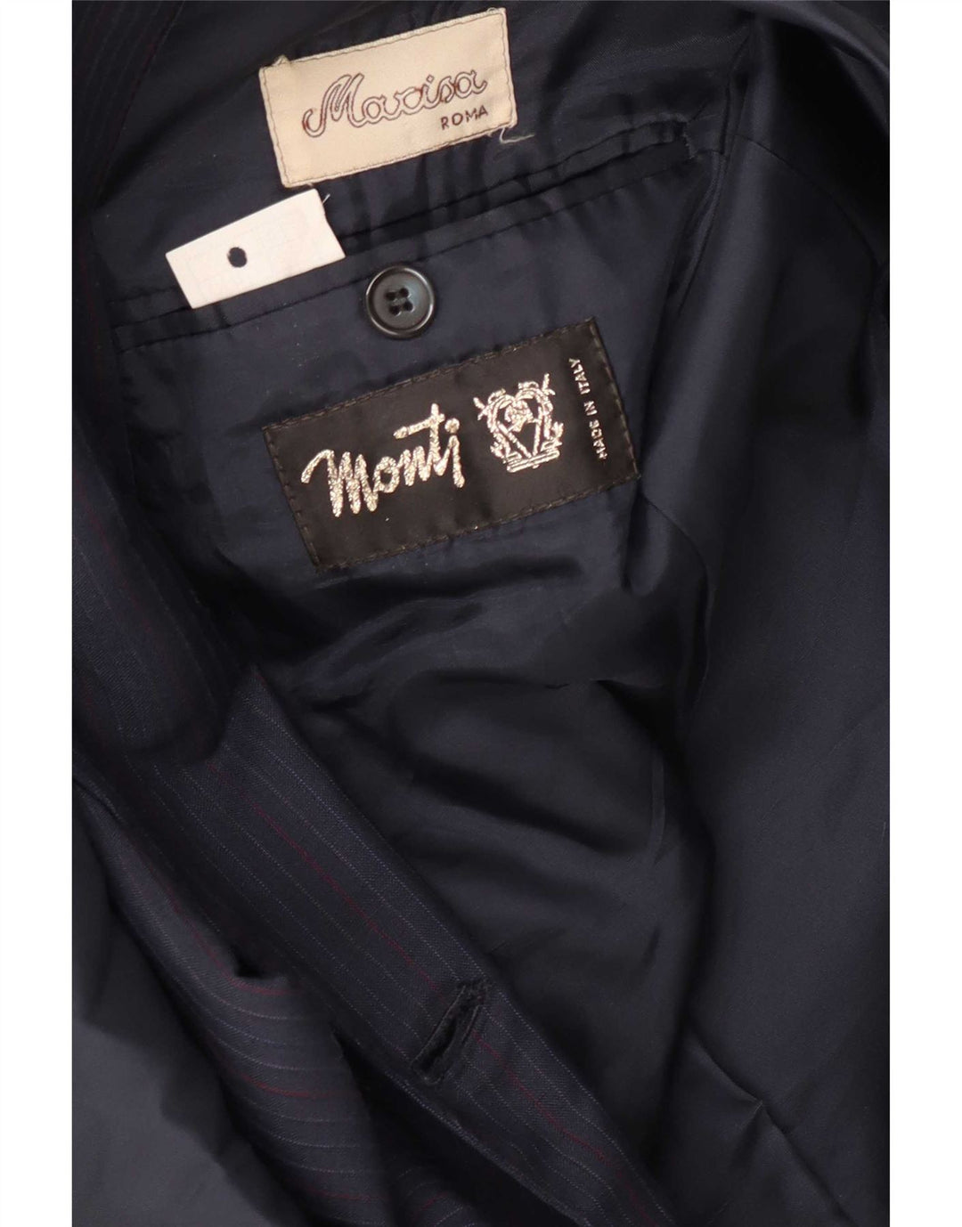 Monti Ανδρικό μπουφάν Blazer με διπλό στήθος IT 56 3XL Navy Blue ριγέ μαλλί