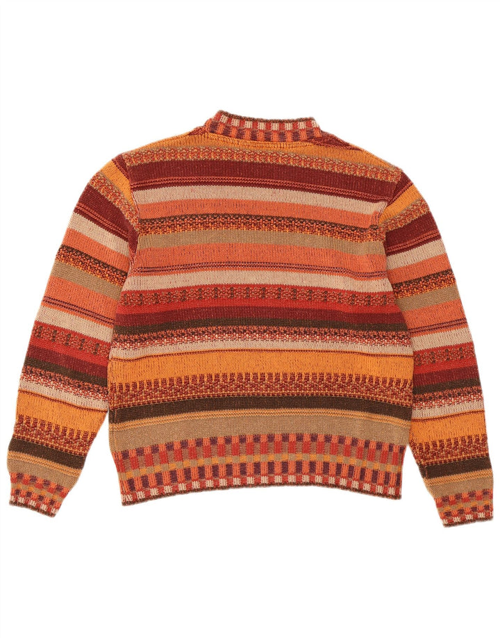 VINTAGE Γυναικείο πουλόβερ με λαιμόκοψη UK 14 μεσαίου χρώματος ριγέ