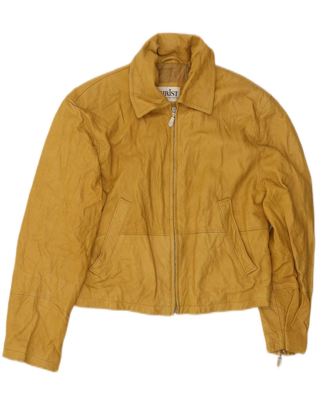 CHRIST Womens Leather Jacket EU 38 Medium Yellow Leather Vintage Christ and Second-Hand Christ from Messina Hembry 