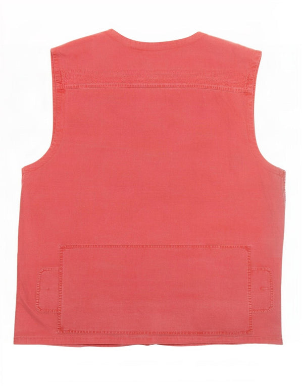 Vintage Mens Utility Gilet UK 40 Large Red Cotton