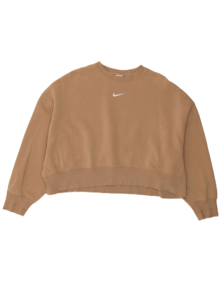 Γυναικείο φούτερ μεγάλου μεγέθους Nike Jumper UK 14 μεσαίο καφέ βαμβακερό