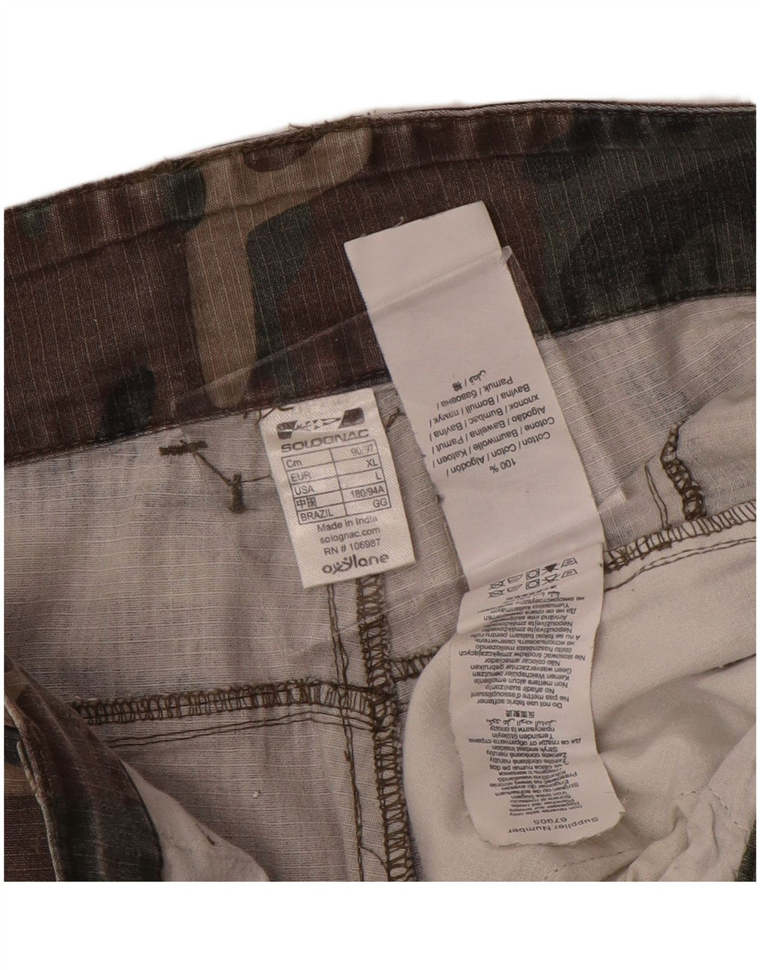 SOLOGNAC Ανδρικό σορτς Cargo Μεγάλο W36 Χακί Καμουφλάζ Βαμβακερό