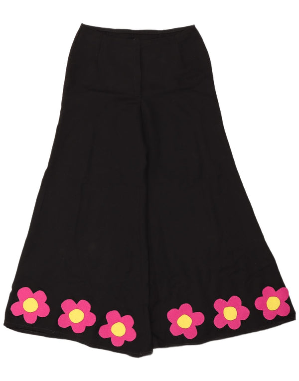 Vintage Γυναικείο Flare Casual Παντελόνι W31 L31 Μαύρο Floral
