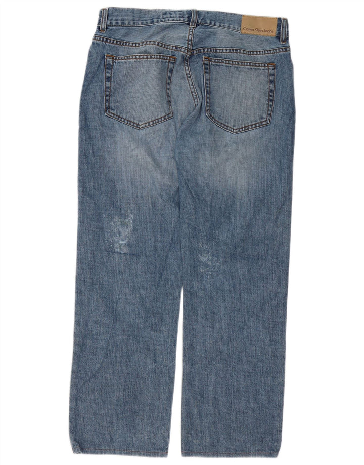 Ανδρικό τζιν Calvin Klein Distressed Straight W33 L27 Μπλε βαμβακερό