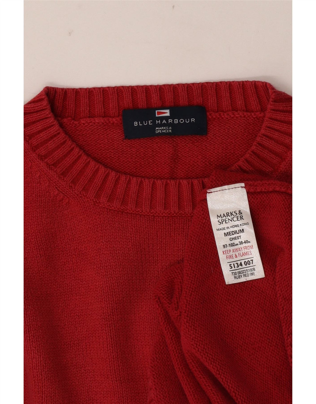 Ανδρικό πουλόβερ Marks & Spencer Blue Harbor Crew Neck Jumper Μεσαίο κόκκινο