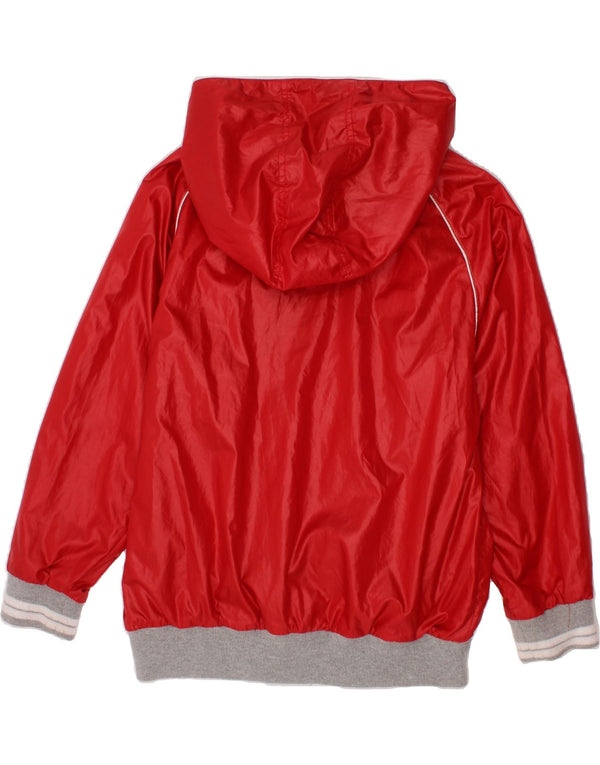 CHAMPION Girls Hooded Windbreaker Jacket 7-8 Years Small  Red Cotton