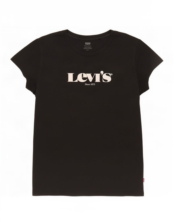 Γυναικείο γραφικό T-Shirt Levi's Top UK 14 Large Black