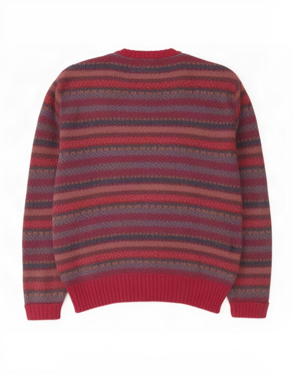 Vintage Ανδρικό πουλόβερ Loose Fit Crew Neck Jumper IT 50 Medium Red Geometric