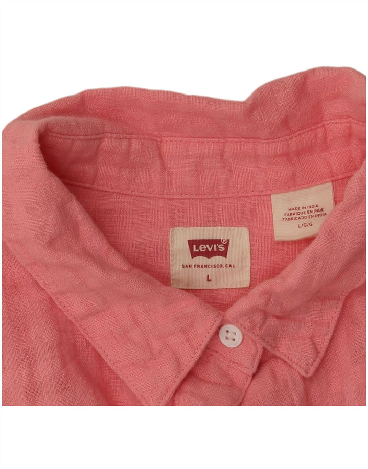 Γυναικείο κοντομάνικο πουκάμισο Levi's Oversized UK 16 Large Pink Check