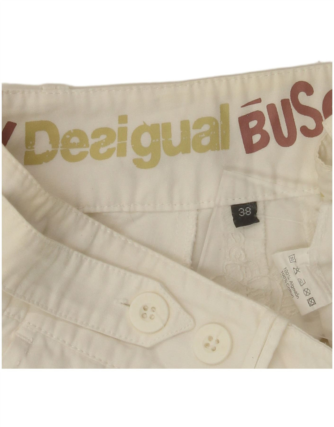 DESIGUAL Γυναικείο ίσιο παντελόνι Chino EU 38 Medium W30 L28 Λευκό βαμβακερό