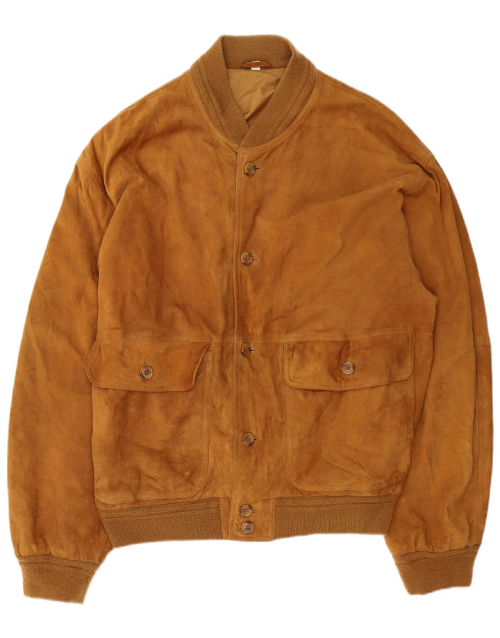 Vintage Ανδρικό Suede Bomber Jacket IT 54 2XL Καφέ