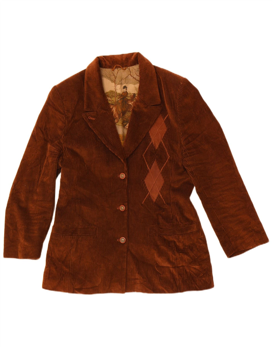 Vintage γυναικείο σακάκι blazer UK 14 μεσαίου καφέ Argyle/Διαμάντι