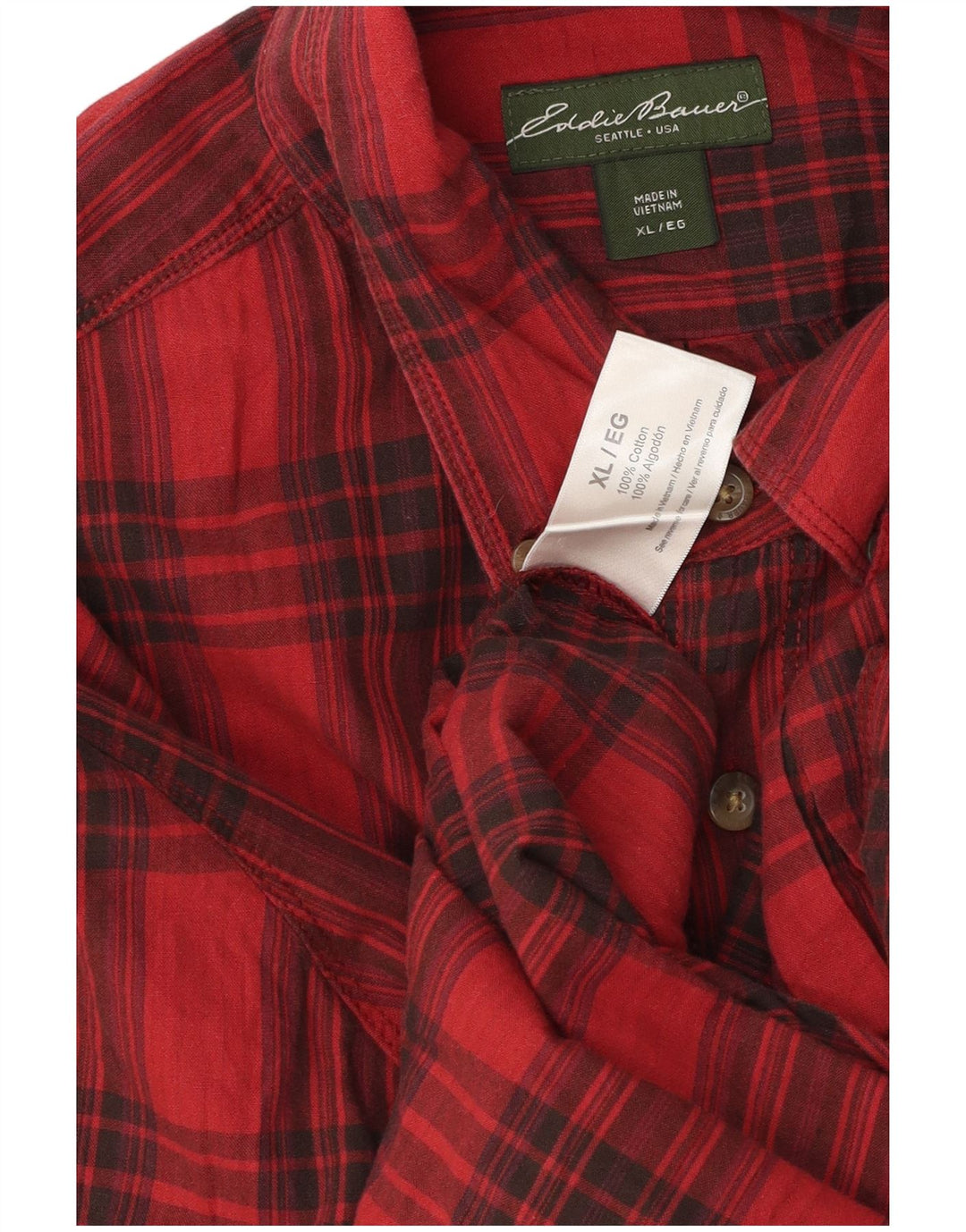 Eddie Bauer Ανδρικό φανελένιο πουκάμισο XL κόκκινο καρό βαμβακερό