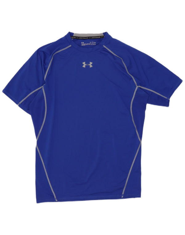 Under Armour Mens Compression T-Shirt Top XL Blue Striped Sports
