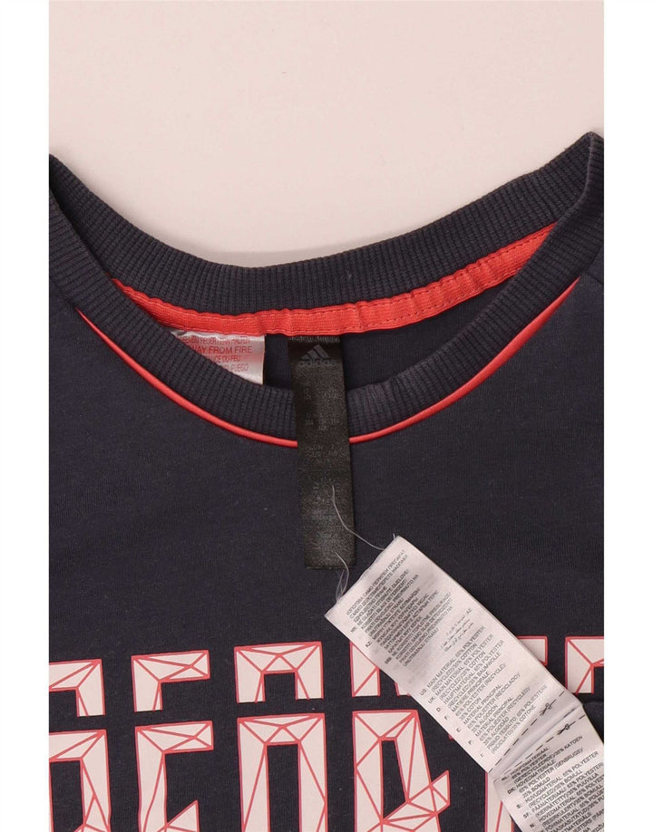 Adidas Boys κανονικό γραφικό T-shirt Top 13-14 ετών Navy Blue Polyester