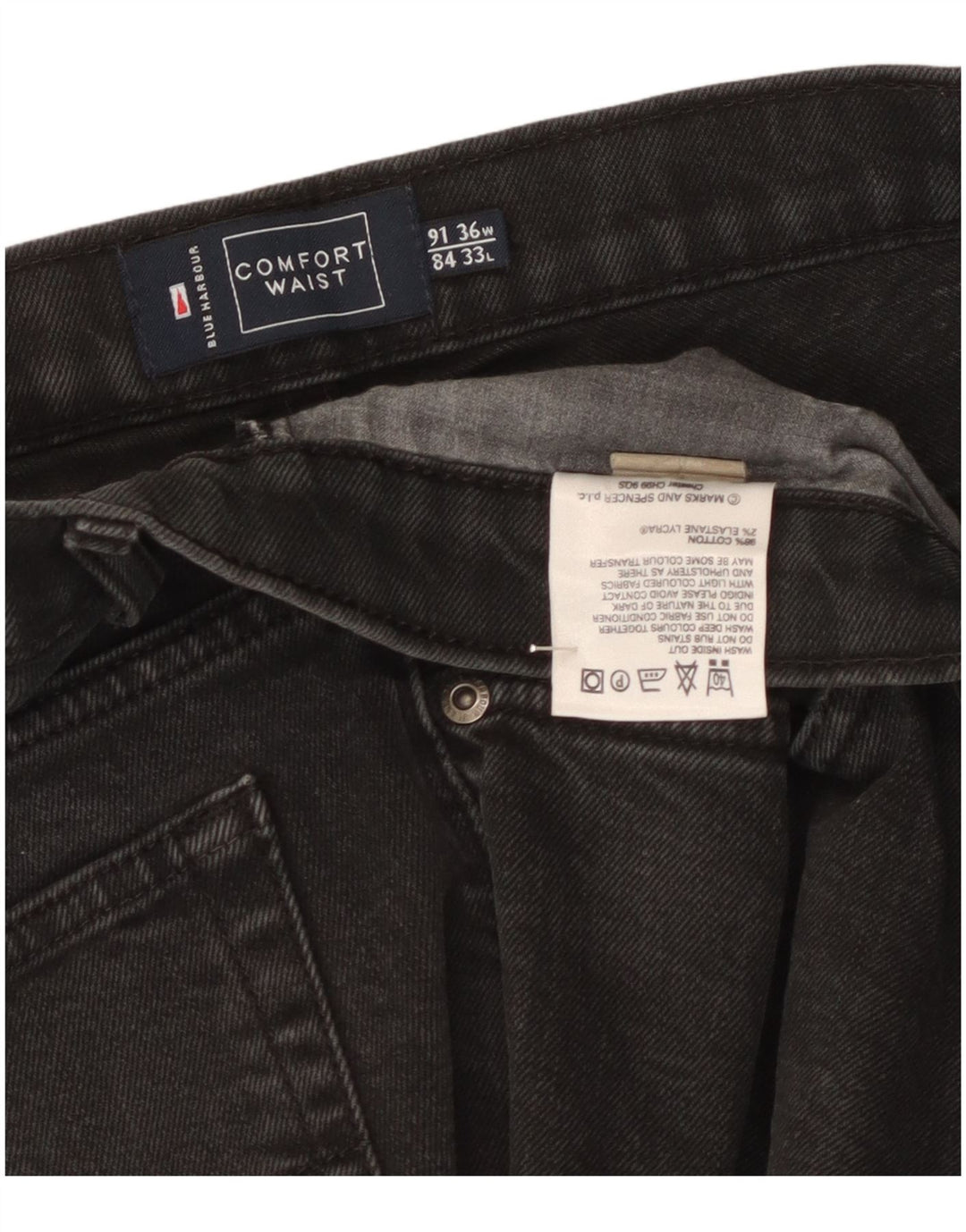Ανδρικό τζιν ίσιο Marks & Spencer W36 L27 Μαύρο βαμβακερό