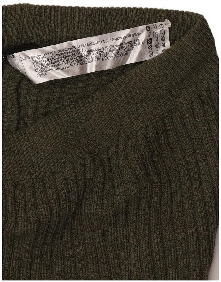 Zara Γυναικείο πλεκτό κολάν Flare UK 12 Μεσαίο Πράσινο Πολυεστέρας