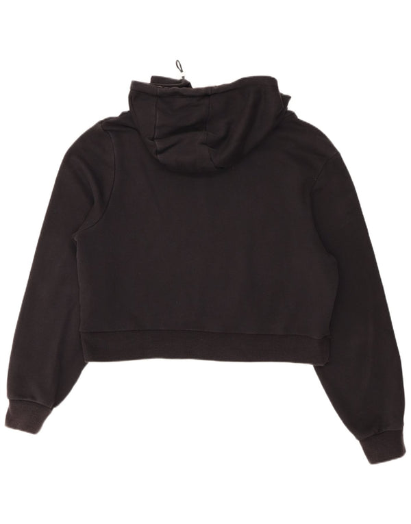 Ellesse Γυναικείο Crop Graphic Hoodie Jumper UK 14 Large μαύρο βαμβακερό