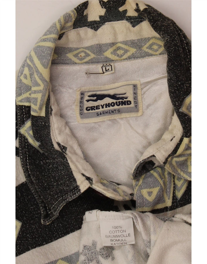 VINTAGE Ανδρικό πουκάμισο Ξυλοκόπος Φανελένιο Μεγάλο Γκρι Γεωμετρικό Βαμβάκι