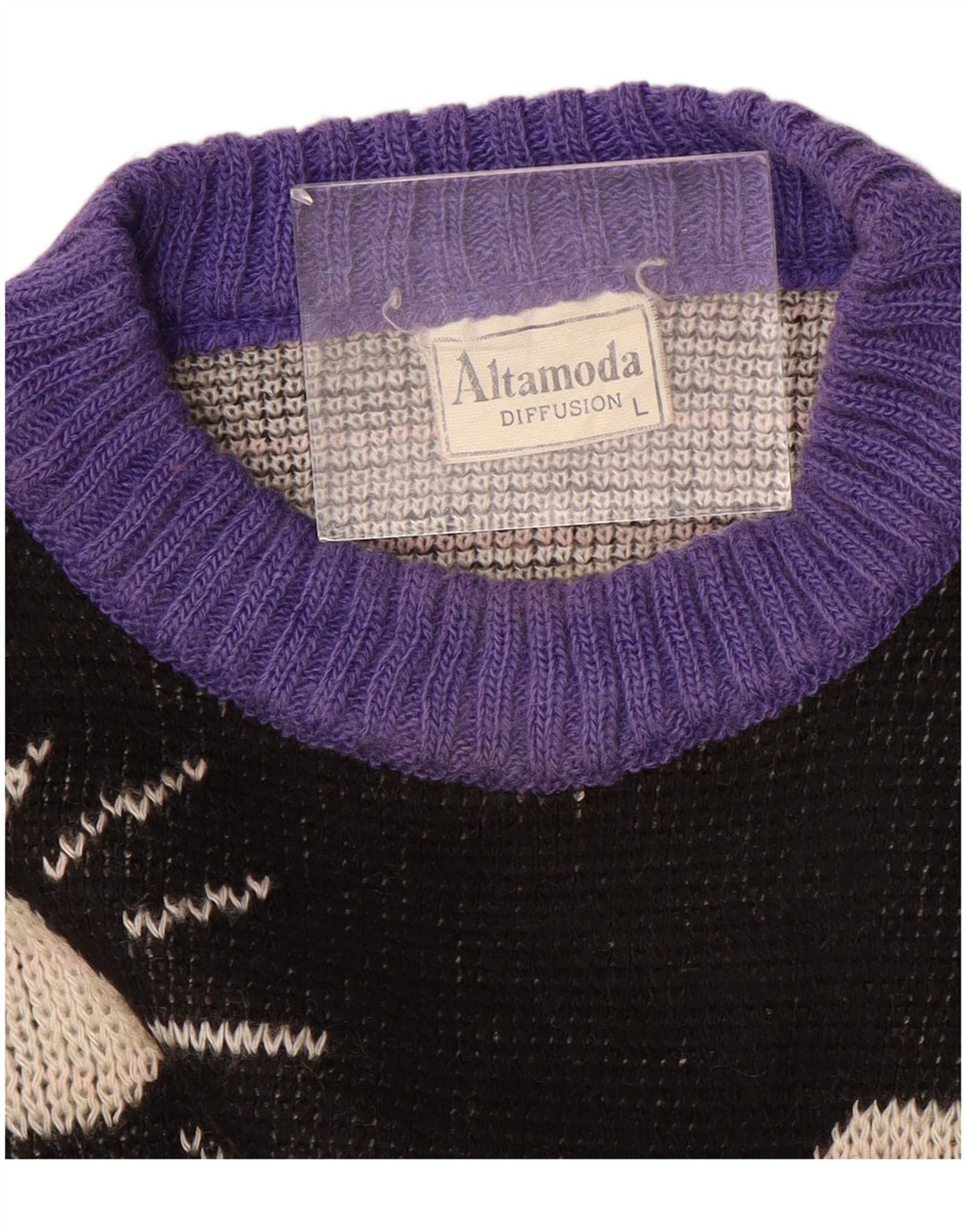 ALTA MODA Γυναικείο πουλόβερ με λαιμόκοψη UK 16 Large Purple Colourblock
