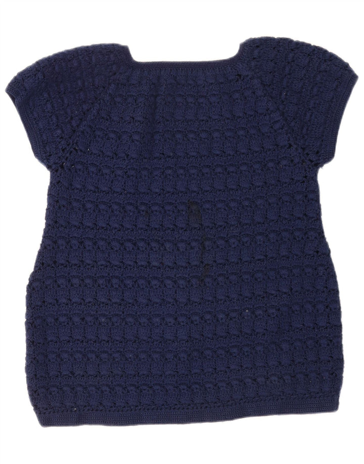 Vintage γυναικεία πλεκτή μπλούζα Top UK 12 Medium Navy Blue