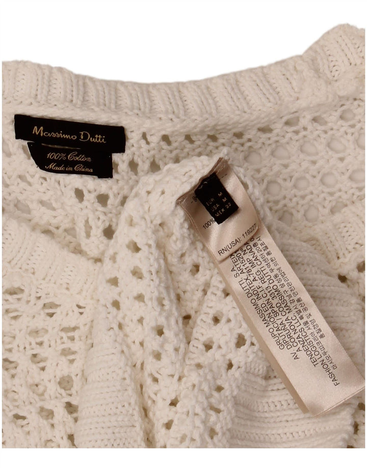 MASSIMO DUTTI Γυναικείο πουλόβερ με βελονάκι σε λαιμό, UK 12, μεσαίο λευκό