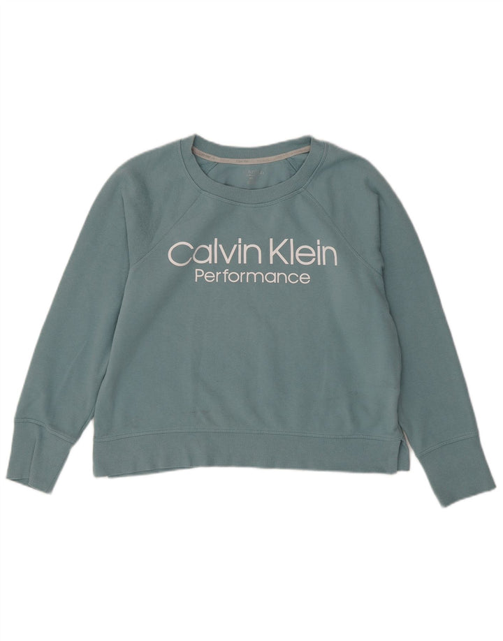 CALVIN KLEIN Γυναικείο φούτερ μεγάλου μεγέθους Jumper UK 10 Small Green