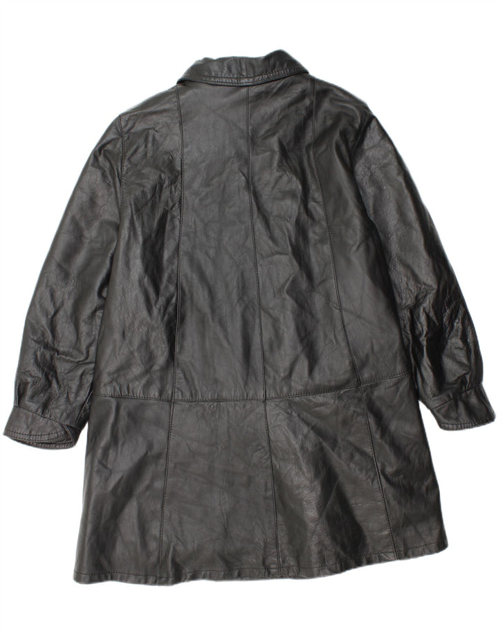 VINTAGE Womens Oversized Leather Coat UK 14 Medium Black Leather Vintage Vintage and Second-Hand Vintage from Messina Hembry 