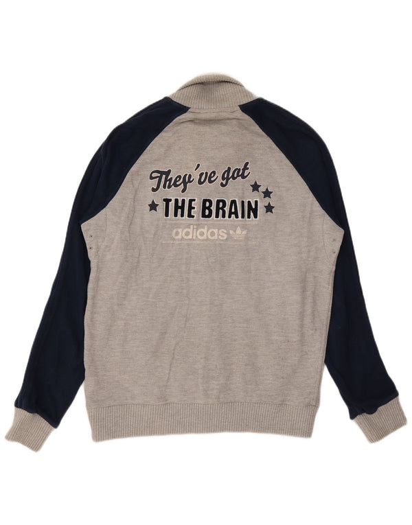 Ανδρική φόρμα γυμναστικής ADIDAS γραφικό τζάκετ μεγάλο γκρι βαμβακερό