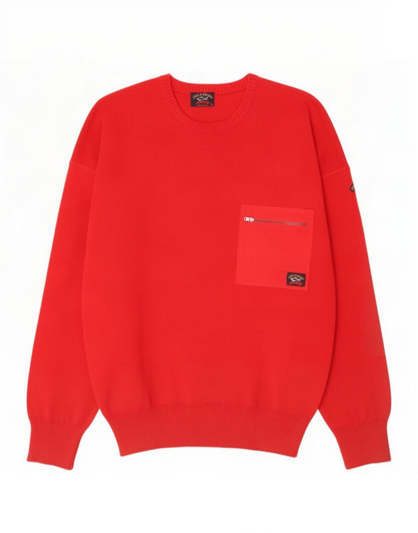 Paul & Shark Mens Crew Neck Jumper Sweater Large Red