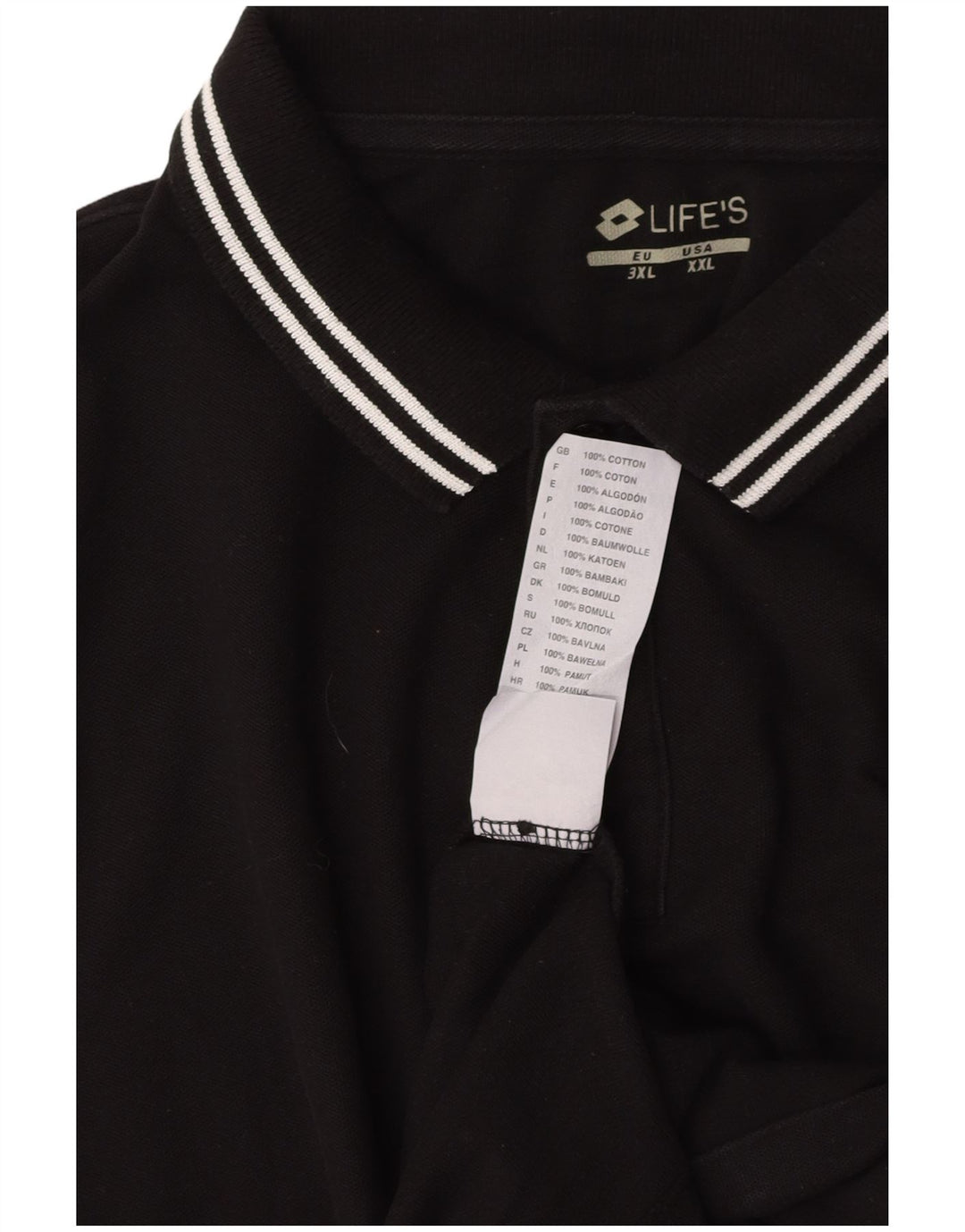 LOTTO Mens Polo Shirt 2XL Black Cotton