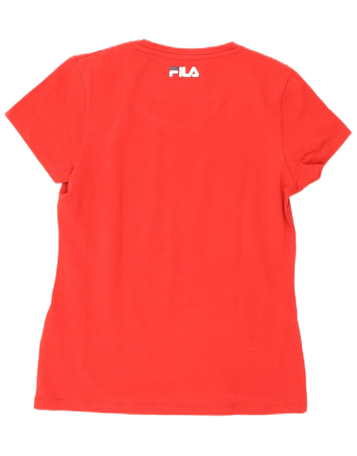 Fila Γυναικείο γραφικό T-Shirt Top UK 12 Medium Red