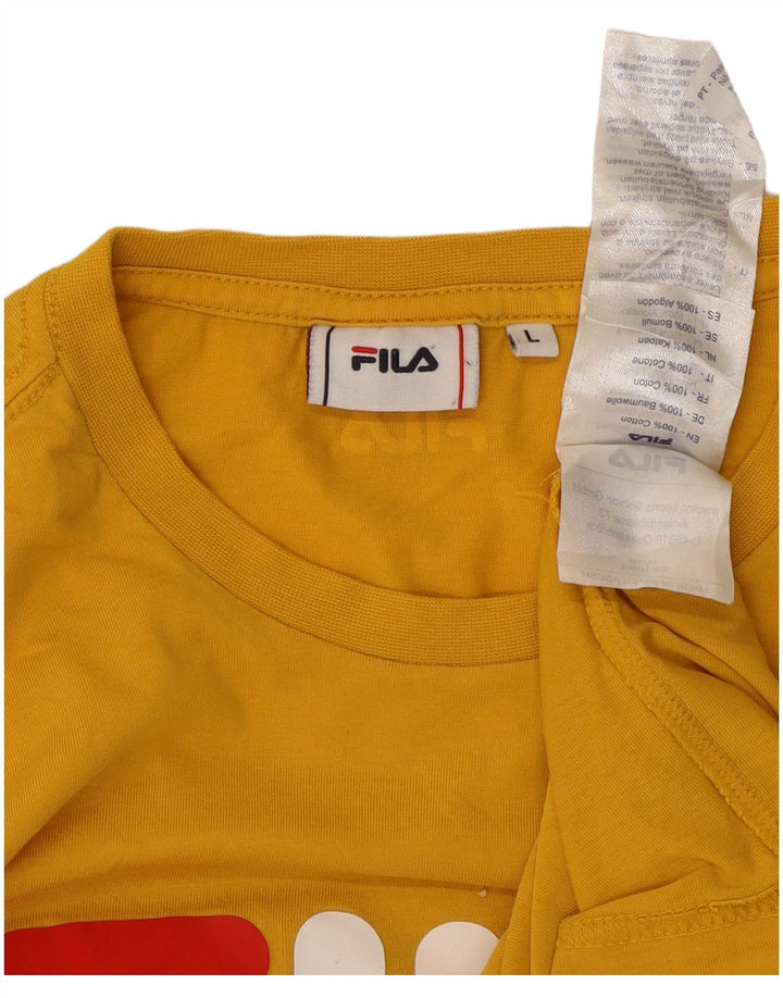 Ανδρικό γραφικό T-Shirt Fila Top μεγάλο κίτρινο βαμβακερό