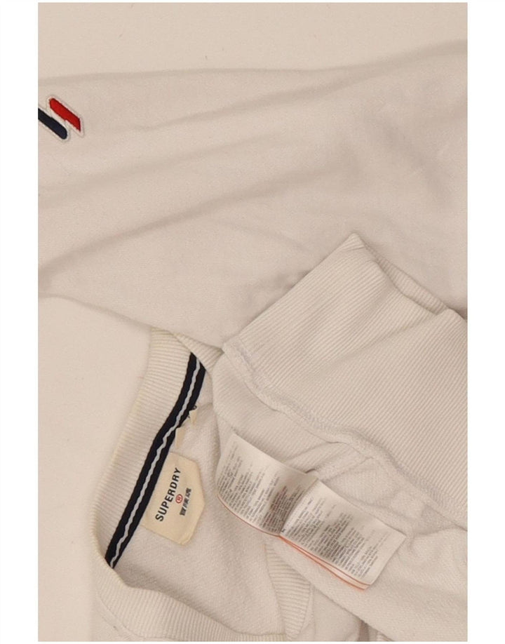Γυναικείο φούτερ Superdry Jumper UK 14 μεγάλο λευκό βαμβακερό