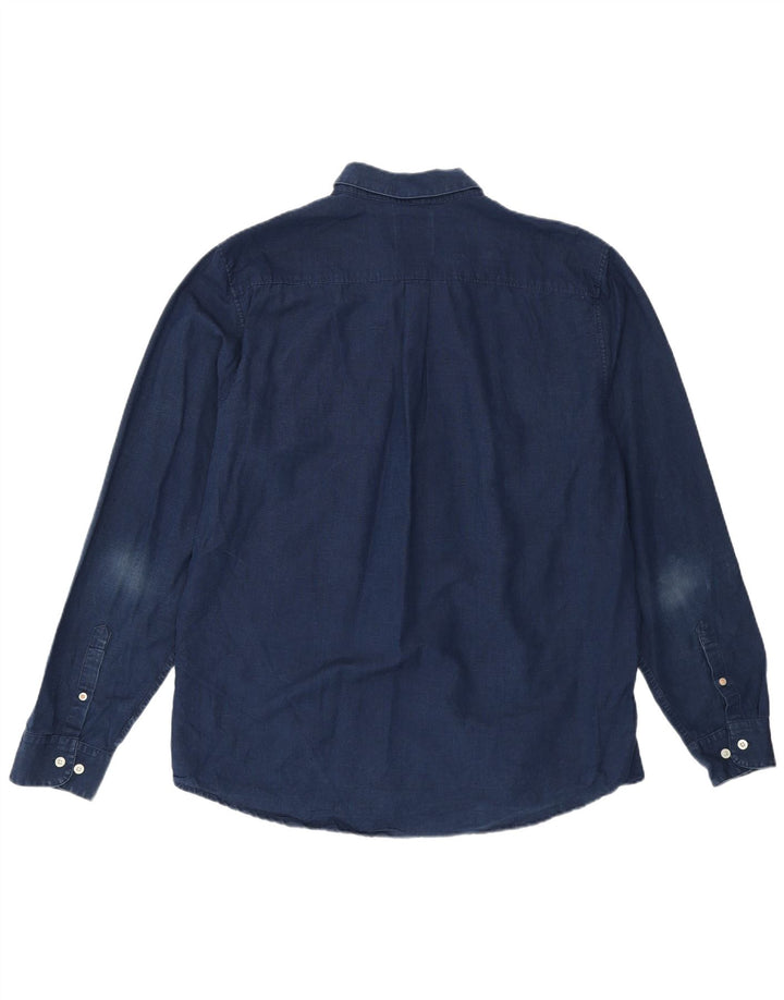 Ανδρικό τζιν πουκάμισο SUPERDRY κανονική εφαρμογή 3XL Navy Blue βαμβακερό