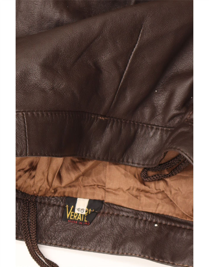Vintage Γυναικεία Μίνι Δερμάτινη Φούστα IT 46 Large W28 Καφέ Δερμάτινη