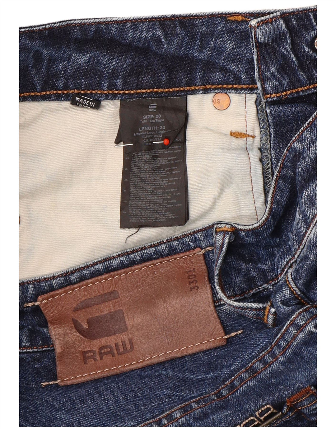 G-Star Ανδρικό 3301 Slim Jeans W28 L32 Μπλε βαμβακερό